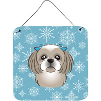 "Caroline's Treasures Snowflake Gray Silver Shih Tzu Wall or Door Hanging Prints BB1684DS66, 6HX6W, Multicolor"