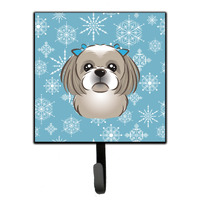 "Caroline's Treasures BB1684SH4 Snowflake Gray Silver Shih Tzu Leash or Key Holder, Small, Multicolor"