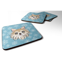 "Caroline's Treasures BB1685FC Snowflake Chihuahua Foam Coasters (Set of 4), 3.5"", Multicolor"