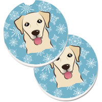 "Caroline's Treasures Snowflake Golden Retriever Set of 2 Cup Holder Car Coasters BB1686CARC, 2.56, Multicolor"