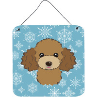"Caroline's Treasures Snowflake Chocolate Brown Poodle Wall or Door Hanging Prints BB1690DS66, 6HX6W, Multicolor"