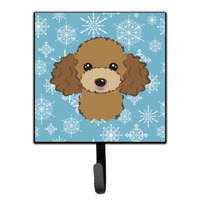 "Caroline's Treasures BB1690SH4 Snowflake Chocolate Brown Poodle Leash or Key Holder, Small, Multicolor"