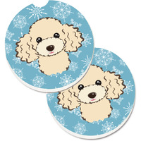 "Caroline's Treasures Snowflake Buff Poodle Set of 2 Cup Holder Car Coasters BB1692CARC, 2.56, Multicolor"