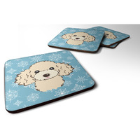 "Caroline's Treasures BB1692FC Snowflake Buff Poodle Foam Coasters (Set of 4), 3.5"", Multicolor"