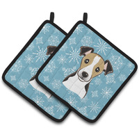 "Caroline's Treasures Snowflake Jack Russell Terrier Pair of Pot Holders BB1695PTHD, 7.5HX7.5W, Multicolor"