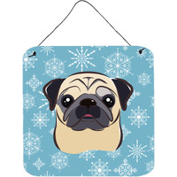 "Caroline's Treasures Snowflake Fawn Pug Wall or Door Hanging Prints BB1696DS66, 6HX6W, Multicolor"