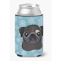 "Caroline's Treasures Snowflake Black Pug Can/Bottle Hugger, Multicolor"