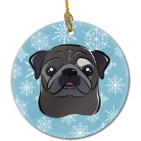 "Caroline's Treasures BB1697CO1 Snowflake Black Pug Ceramic Ornament, Multicolor"