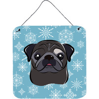 "Caroline's Treasures Snowflake Black Pug Wall or Door Hanging Prints BB1697DS66, 6HX6W, Multicolor"