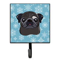 "Caroline's Treasures BB1697SH4 Snowflake Black Pug Leash or Key Holder, Small, Multicolor"