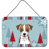 "Caroline's Treasures Winter Holiday Jack Russell Terrier Wall or Door Hanging Prints BB1698DS812, 8HX12W, Multicolor"