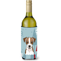 "Caroline's Treasures BB1698LITERK Winter Holiday Jack Russell Terrier Wine Bottle Koozie Hugger, 750 ml, Multicolor"