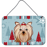 "Caroline's Treasures Winter Holiday Yorkie Yorkshire Terrier Wall or Door Hanging Prints BB1700DS812, 8HX12W"