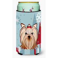 "Caroline's Treasures Winter Holiday Yorkie Yorkshire Terrier Tall Boy Koozie Hugger, Multicolor"