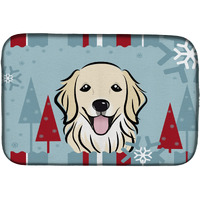 "Caroline's Treasures Winter Holiday Golden Retriever Dish Drying Mat, 14"" x 21"""