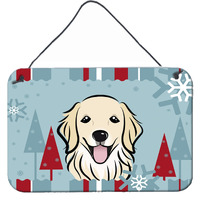 "Caroline's Treasures Winter Holiday Golden Retriever Wall or Door Hanging Prints BB1701DS812, 8HX12W"