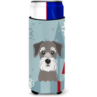 "Caroline's Treasures Winter Holiday Schnauzer Michelob Ultra Koozies for Slim Cans, Multicolor"