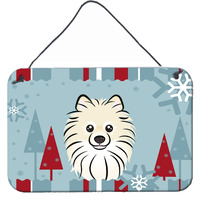 "Caroline's Treasures Winter Holiday Pomeranian Wall or Door Hanging Prints BB1703DS812, 8HX12W"