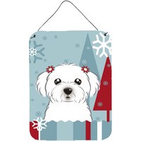 "Caroline's Treasures Winter Holiday Maltese Wall or Door Hanging Prints BB1704DS1216, 16HX12W, Multicolor"