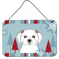 "Caroline's Treasures Winter Holiday Maltese Wall or Door Hanging Prints BB1704DS812, 8HX12W, Multicolor"
