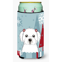 "Caroline's Treasures Winter Holiday Maltese Tall Boy Koozie Hugger, Multicolor"