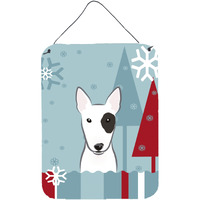 "Caroline's Treasures Winter Holiday Bull Terrier Wall or Door Hanging Prints BB1705DS1216, 16HX12W, Multicolor"