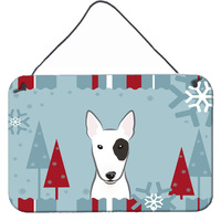 "Caroline's Treasures Winter Holiday Bull Terrier Wall or Door Hanging Prints BB1705DS812, 8HX12W"