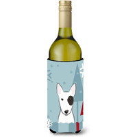"Caroline's Treasures Winter Holiday Bull Terrier Wine Bottle Koozie Hugger, 750 ml, Multicolor"