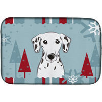 "Caroline's Treasures Winter Holiday Dalmatian Dish Drying Mat, 14"" x 21"""