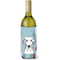 "Caroline's Treasures Winter Holiday Dalmatian Wine Bottle Koozie Hugger, 750 ml, Multicolor"