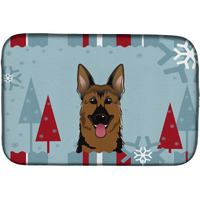 "Caroline's Treasures Winter Holiday German Shepherd Dish Drying Mat, 14"" x 21"""