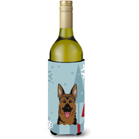 "Caroline's Treasures Winter Holiday German Shepherd Wine Bottle Koozie Hugger, 750 ml, Multicolor"