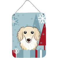"Caroline's Treasures Winter Holiday Longhair Creme Dachshund Wall or Door Hanging Prints BB1708DS1216, 16HX12W, Multicolor"