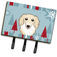 "Caroline's Treasures BB1708TH68 Winter Holiday Longhair Crme Dachshund Leash or Key Holder, Large, Multicolor"