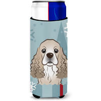 "Caroline's Treasures Winter Holiday Cocker Spaniel Michelob Ultra Koozies for Slim Cans, Multicolor"