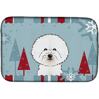 "Caroline's Treasures Winter Holiday Bichon Frise Dish Drying Mat, 14"" x 21"""