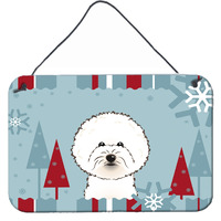"Caroline's Treasures Winter Holiday Bichon Frise Wall or Door Hanging Prints BB1713DS812, 8HX12W"