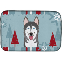 "Caroline's Treasures Winter Holiday Alaskan Malamute Dish Drying Mat, 14"" x 21"""
