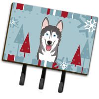 "Caroline's Treasures BB1714TH68 Winter Holiday Alaskan Malamute Leash or Key Holder, Large, Multicolor"