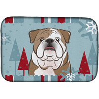 "Caroline's Treasures Winter Holiday English Bulldog Dish Drying Mat, 14"" x 21"""