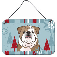"Caroline's Treasures Winter Holiday English Bulldog Wall or Door Hanging Prints BB1715DS812, 8HX12W"