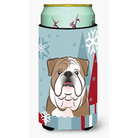 "Caroline's Treasures Winter Holiday English Bulldog Tall Boy Koozie Hugger, Multicolor"