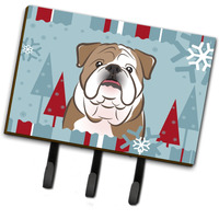"Caroline's Treasures BB1715TH68 Winter Holiday English Bulldog Leash or Key Holder, Large, Multicolor"