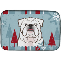 "Caroline's Treasures Winter Holiday White English Bulldog Dish Drying Mat, 14"" x 21"""