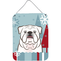 "Caroline's Treasures Winter Holiday White English Bulldog Wall or Door Hanging Prints BB1716DS1216, 16""H x 12""W, Multicolor"