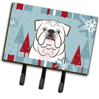 "Caroline's Treasures BB1716TH68 Winter Holiday White English Bulldog Leash or Key Holder, Large, Multicolor"