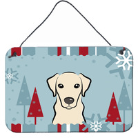 "Caroline's Treasures Winter Holiday Yellow Labrador Wall or Door Hanging Prints BB1718DS812, 8"" H x 12"" W"