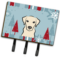 "Caroline's Treasures BB1718TH68 Winter Holiday Yellow Labrador Leash or Key Holder, Large, Multicolor"
