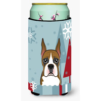 "Caroline's Treasures Winter Holiday Boxer Tall Boy Koozie Hugger, Multicolor"