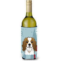 "Caroline's Treasures Winter Holiday Cavalier Spaniel Wine Bottle Koozie Hugger, 750 ml, Multicolor"